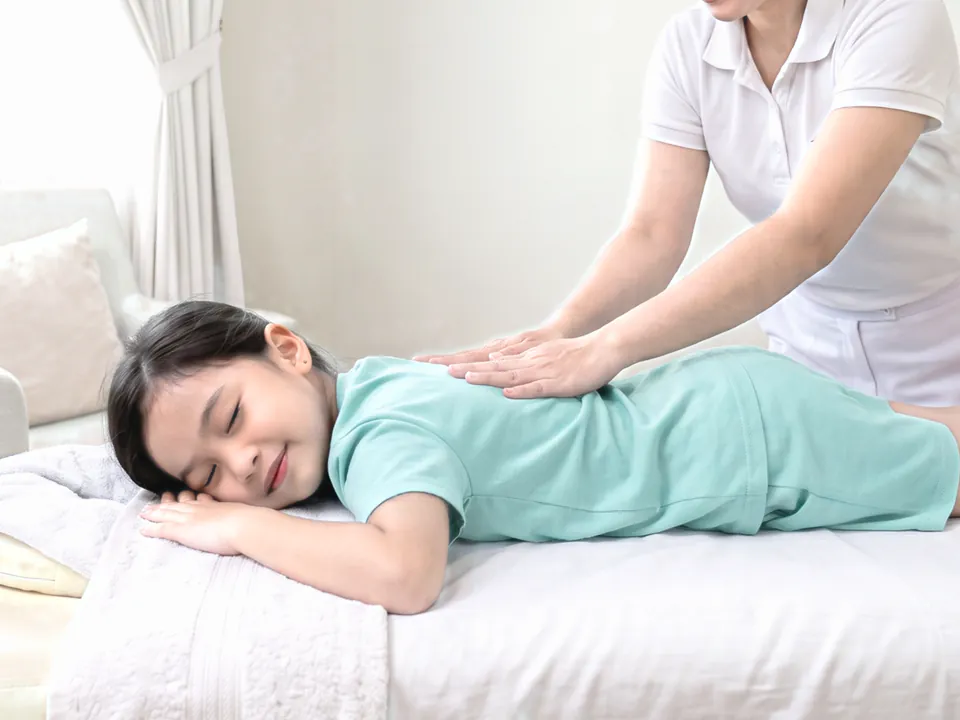 Gentle kiddie massage at home